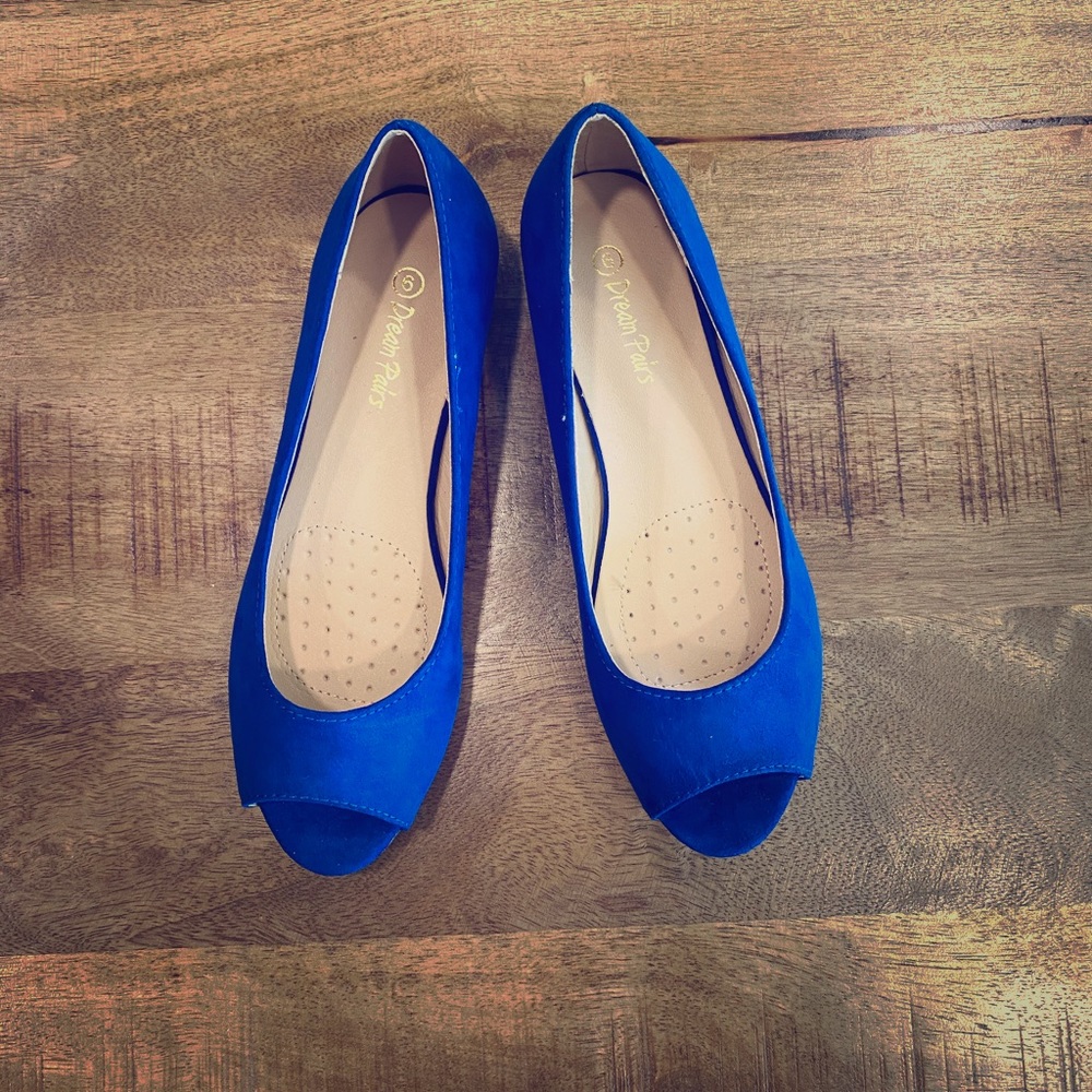Blue Low Wedge Shoe
